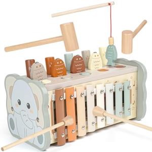 Joyreal Wooden Montessori Hammering Toy with Xylophone