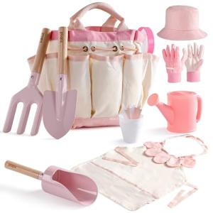 Wooden Gardening Set for Kids with Storage Bag