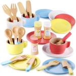 GAGAKU Wooden Play Kitchen Dishes Set for Kids