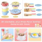 GAGAKU Wooden Play Kitchen Dishes Set for Kids