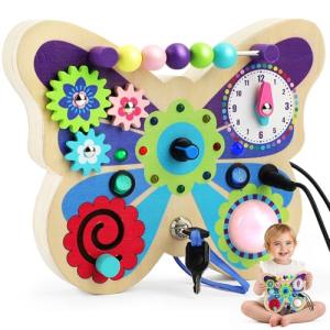 Wooden Butterfly Montessori Busy Board for Toddlers
