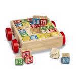 Melissa & Doug Classic ABC Wooden Block Cart Educational Toy with 30 1-Inch Solid Wood Blocks, Multicolor
