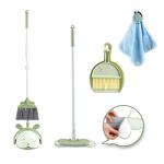 Midoneat Kids Cleaning Toy Set, Mini Child Broom, Mop and Dustpan, Little Housekeeping Helper Set ,Pretend Home Cleaning Play Set for Toddler Age 1-5,6pcs (Green)
