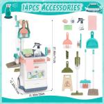 deAO Kids Cleaning Set, 20 PCS Pretend Play Housekeeping Supplies Kit ,Includes Real Working Vacuum Cleaner, Kid Broom, Spray Bottle,Toy Cleaning Set Gift for 3 4 5+Kids