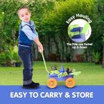 Liberty Imports Pull Along Garden Wagon and Gardening Tools Toy Play Set for Toddlers, Kids with Outdoor Tools, Plant Pots, Accessories