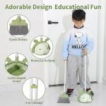 Midoneat Kids Cleaning Toy Set, Mini Child Broom, Mop and Dustpan, Little Housekeeping Helper Set ,Pretend Home Cleaning Play Set for Toddler Age 1-5,6pcs (Green)