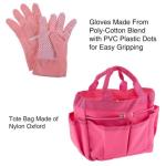 HEY! PLAY! Kids Gardening Set – Mini Garden Tools with Child-Sized Shovel, Rake, Fork, Gloves, Watering Can and Tote – Outdoor Toys for Children (Pink)