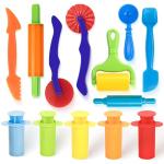 13 Pcs Dough Tools Set – Dough Extruders + Dough Cutters Set – Educational Modeling Clay Tools – Preschool Toys & Toddler Activities – Arts & Crafts for Kids Ages 3-5