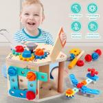 Montessori Toddler Tool Set - 33 PCS Wooden Kids Tools with Box / Bench, Montessori Educational Pretend Play Preschool Toys Gifts for 2 3 4 5 Year Old Boy Girl Kids, STEM Fine Motor Skills Tool Set