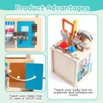 Montessori Toddler Tool Set - 33 PCS Wooden Kids Tools with Box / Bench, Montessori Educational Pretend Play Preschool Toys Gifts for 2 3 4 5 Year Old Boy Girl Kids, STEM Fine Motor Skills Tool Set