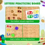 LearnToy Montessori Wooden Alphabet Tracing Board - Educational Toy for Kids - Fine Motor Skills Development - Double-Sided Writing Practice - Ideal Gift for Preschool 3-5 Years Old.