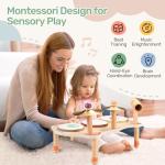 WINGYZ Kids Drum Set for Toddlers, All-in-One Montessori Musical Instruments - Wooden Music Toys for Baby, Neutral Colors, Sensory Preschool Drum Kit, Birthday Gifts for Boys Girls