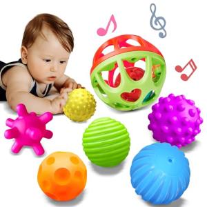 ROHSCE Montessori Toys - Sensory Balls for Toddlers, Multiple Textures Colorful Toddler Sensory Toys for Babies 1-3 Hand Catching Baby Balls, Baby Rattle 3-6 Months Old Baby Toys for 6-12 Months