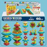 Stacking Toys Building Blocks for Toddlers 60 PCS Montessori Toys for 3 4 5 6 Year Old Sensory Toys Preschool Learning Activities Stem Educational Pyramid Magic Tower Gifts Set for Kids Boys Girls