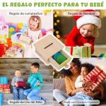 Adena Montessori Coin Box,Object Permanence Box Toys for 1 Year Old Baby Coins,Wooden Montessori Ball Drop Toys Developmental Toys for 6-12 Month Infant Toys,Learning Kids Gifts(Yellow-Green Door)