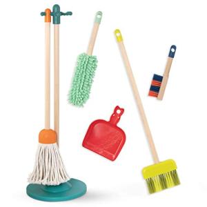 B. toys – Clean n' Play Wooden Cleaning Set for Toddlers – Broom, Dustpan & Brush Playset – Encourages Imaginative Role Play & Early Development – Fun & Educational Toys for Preschool Kids 2+ Years