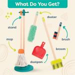 B. toys – Clean n' Play Wooden Cleaning Set for Toddlers – Broom, Dustpan & Brush Playset – Encourages Imaginative Role Play & Early Development – Fun & Educational Toys for Preschool Kids 2+ Years