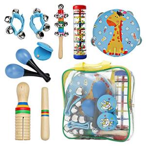 Kids Musical Instruments Toys Set: Baby Music Toys Montessori Percussion for Toddlers - Preschool Educational Musical Toys Set for Boys and Girls with Storage Bag (Blue)