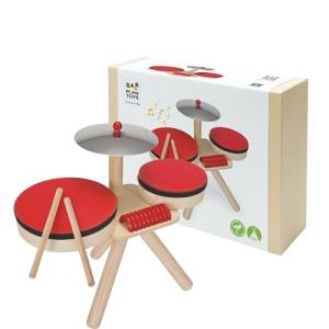 PlanToys® Musical Band Wooden Montessori Drum, Cymbal and Guiro Set | Early Sensory Exploration, Coordination and Creative Expression | Eco Friendly Music Toy for Meaningful Play