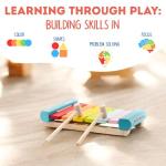 Cubika Wooden Toy Xylophone – Montessori Musical Toy for Toddlers Ages 18 Months+ – Includes 2 Wooden Mallets – FSC-Certified Wood, German Water-Based Paint – Wooden Toys for Toddlers