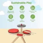 PlanToys® Musical Band Wooden Montessori Drum, Cymbal and Guiro Set | Early Sensory Exploration, Coordination and Creative Expression | Eco Friendly Music Toy for Meaningful Play