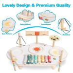 Twefex Kids Drum Set - 9 in 1 Baby Drum Set for Toddlers - Montessori Musical Instruments Toy for Babies - Wooden Xylophone Musical Toys for Boys and Girls