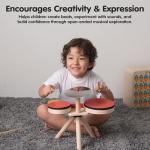 PlanToys® Musical Band Wooden Montessori Drum, Cymbal and Guiro Set | Early Sensory Exploration, Coordination and Creative Expression | Eco Friendly Music Toy for Meaningful Play