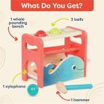 B. toys – Xylo – Pound Whale – Musical Instrument – Wooden Hammer & Balls – Developmental Toy for Toddlers – 1 Year +