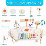 Twefex Kids Drum Set - 9 in 1 Baby Drum Set for Toddlers - Montessori Musical Instruments Toy for Babies - Wooden Xylophone Musical Toys for Boys and Girls