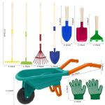 Qtioucp Kids Gardening Tools Outdoor Toys Set Backyard Play with Wheelbarrow Educational STEM Learning Pretend Toys Outdoor Indoor for Toddlers Kids Boys Girls