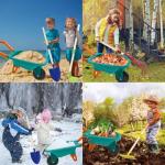 Qtioucp Kids Gardening Tools Outdoor Toys Set Backyard Play with Wheelbarrow Educational STEM Learning Pretend Toys Outdoor Indoor for Toddlers Kids Boys Girls