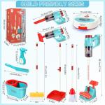 Hazms 10 Pcs Kids Cleaning Toy Set, 3-in-1 Kids Vacuum That Really Works, Toddler Broom and Cleaning Set for Kid Play Home Cleaning - Perfect Toddler Vacuum Toy Gifts for Boys & Girls Ages 3+