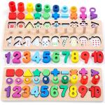 GeroCrew Wooden Montessori Number and Shape Puzzles