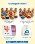 Wooden Alphabet and Number Stamp Set for Kids