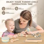Toddler Musical Instruments - Natural Wooden Percussion Instruments Toy for Kids Preschool Educational - Montessori Music Toys for Boys and Girls Toddler Baby 1-3-5-9