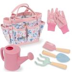 Funeta Floral Kids Gardening Set - Toddler Garden Tools, No-Leak Watering Can & Quality Tote Bag - Safe Metal Tools for Kids