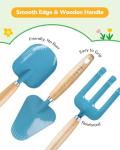 Grenebo Kids Gardening Set Toys, Quality Garden Tool Kit for Kids and Toddlers, Includes Two Shovels, Garden hat,Rake, Apron,Gloves, Watering Can, and Tool Bag (Blue)