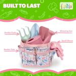 Funeta Floral Kids Gardening Set - Toddler Garden Tools, No-Leak Watering Can & Quality Tote Bag - Safe Metal Tools for Kids
