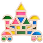 Gray Orange Wood Building Blocks Set 24pcs, Wooden Blocks for Toddlers, Rainbow Sensory Toys, Educational Toys, Preschool Wooden Stacking Toy for Kids