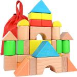 Migargle Large Wooden Building Blocks Set - Educational Preschool Learning Toys with Carrying Bag, Toddler Blocks Toys for 3+ Year Old Boy and Girl Gifts