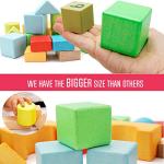 Migargle Large Wooden Building Blocks Set - Educational Preschool Learning Toys with Carrying Bag, Toddler Blocks Toys for 3+ Year Old Boy and Girl Gifts