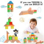 Migargle Large Wooden Building Blocks Set - Educational Preschool Learning Toys with Carrying Bag, Toddler Blocks Toys for 3+ Year Old Boy and Girl Gifts