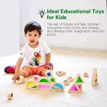 Gray Orange Wood Building Blocks Set 24pcs, Wooden Blocks for Toddlers, Rainbow Sensory Toys, Educational Toys, Preschool Wooden Stacking Toy for Kids