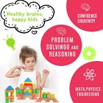 Migargle Large Wooden Building Blocks Set - Educational Preschool Learning Toys with Carrying Bag, Toddler Blocks Toys for 3+ Year Old Boy and Girl Gifts