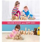 Migargle Wooden Building Blocks Set for Kids - Stacker Stacking Game Construction Toys Set Preschool Colorful Learning Educational Toys - Geometry Wooden Blocks for 3+ Year Old Boys & Girls
