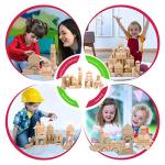 Migargle Wooden Building Blocks Set for Kids - Stacker Stacking Game Construction Toys Set Preschool Colorful Learning Educational Toys - Geometry Wooden Blocks for 3+ Year Old Boys & Girls