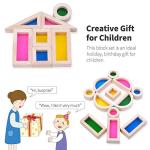 Gray Orange Wood Building Blocks Set 24pcs, Wooden Blocks for Toddlers, Rainbow Sensory Toys, Educational Toys, Preschool Wooden Stacking Toy for Kids