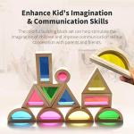 Gray Orange Wood Building Blocks Set 24pcs, Wooden Blocks for Toddlers, Rainbow Sensory Toys, Educational Toys, Preschool Wooden Stacking Toy for Kids