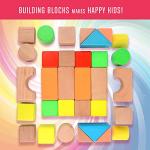 Migargle Large Wooden Building Blocks Set - Educational Preschool Learning Toys with Carrying Bag, Toddler Blocks Toys for 3+ Year Old Boy and Girl Gifts