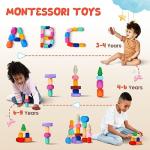 Qubomax Wooden Stacking Rocks - 40 Pcs Montessori Sensory Learning Toys for Kids 3-9 | Balance Building Blocks Educational STEM Toys for Boys Girls